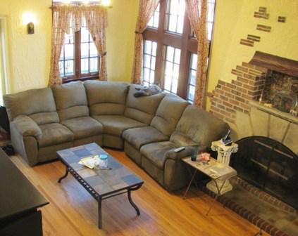 Shared living room, original fireplace
